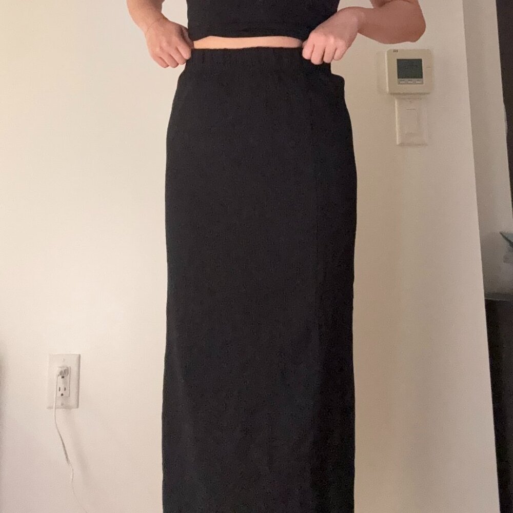 all row - Midi Black Linen Skirt (Size M - Never worn!)